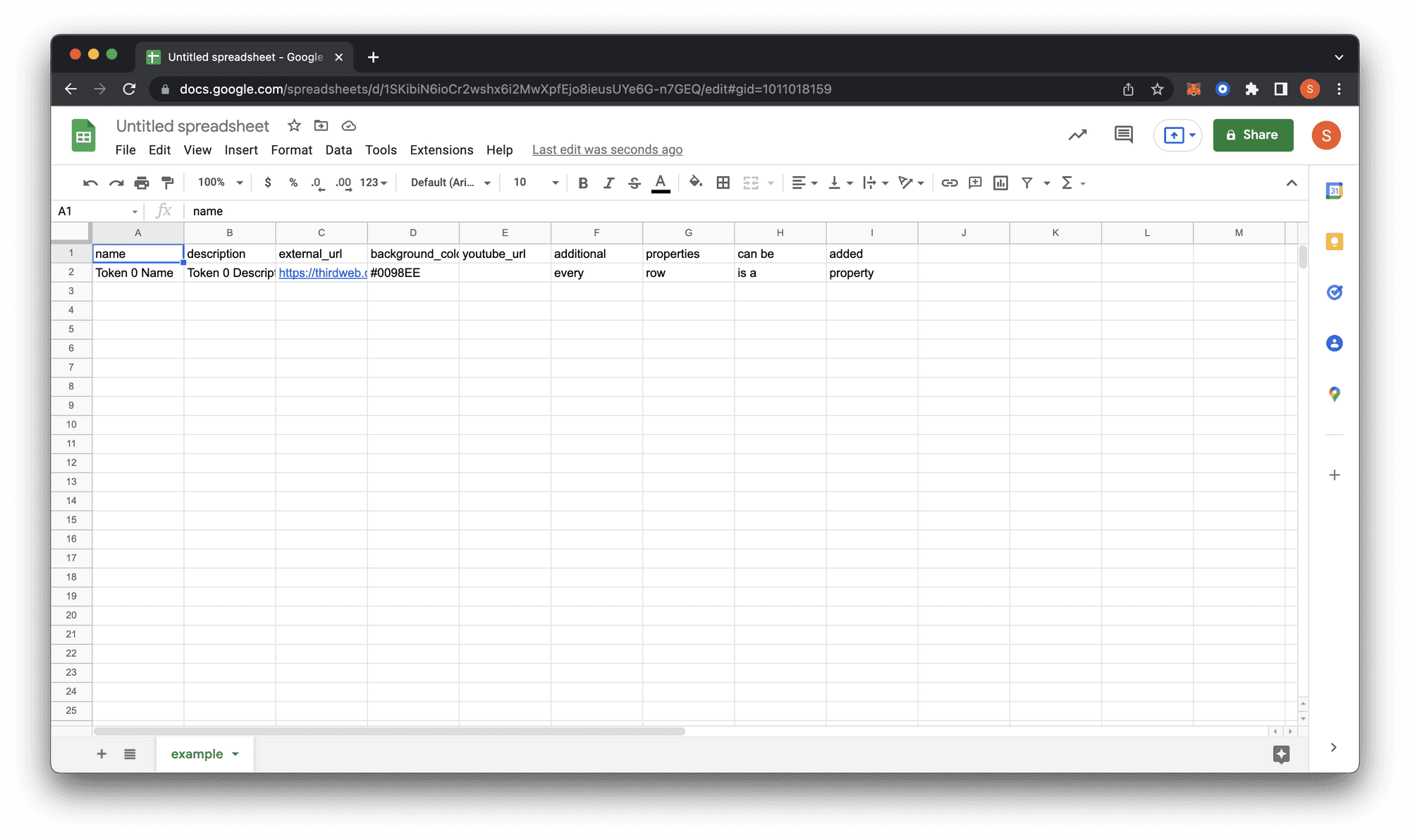 Screenshot of NFT view