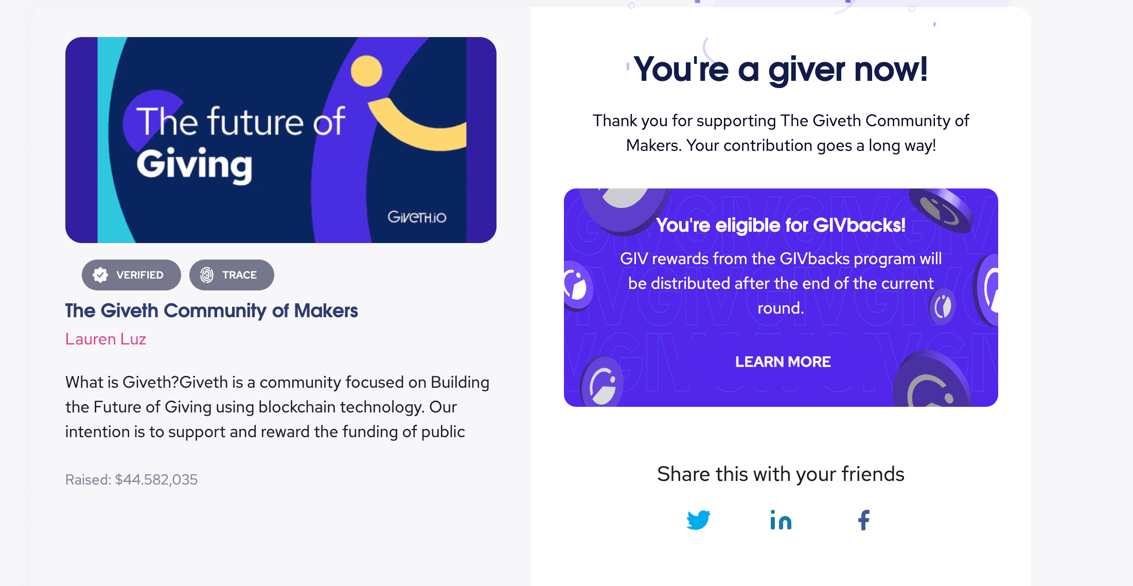 Successful Donation