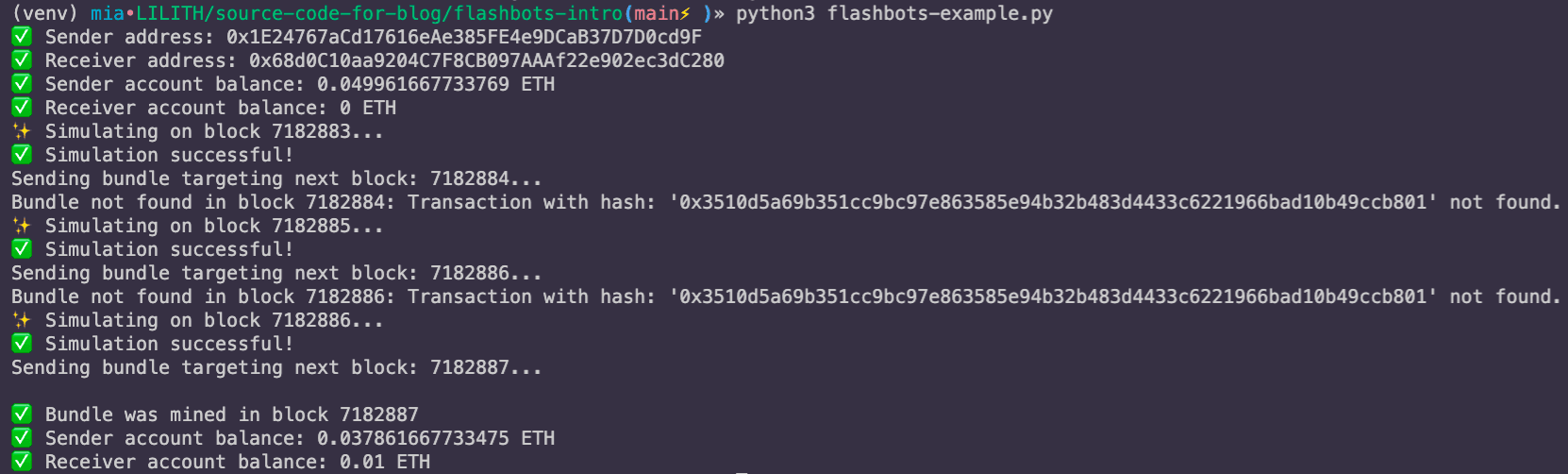 Submitting a simple bundle with Flashbots.