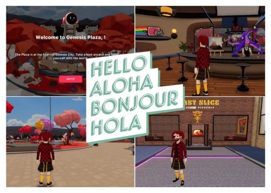 this is an image of genesis plaza in decentraland, where I went on holiday