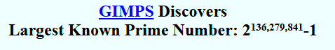 Note this isn't perfect number. Its the Mersenne Prime for it. The 52nd Perfect Number has 41,024,320 decimal digits. https://www.mersenne.org/primes/press/M136279841.html