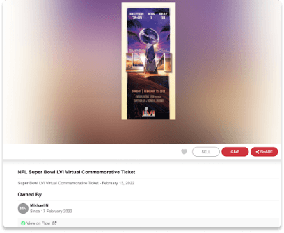 TicketMaster の Super Bowl Ticket NFT