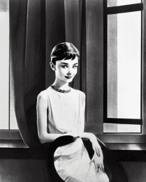 Audrey Hepburn, Black and White, Art Wall Painting (Stable Diffusion.) I spent a late night session generating black and white images of hollywood.