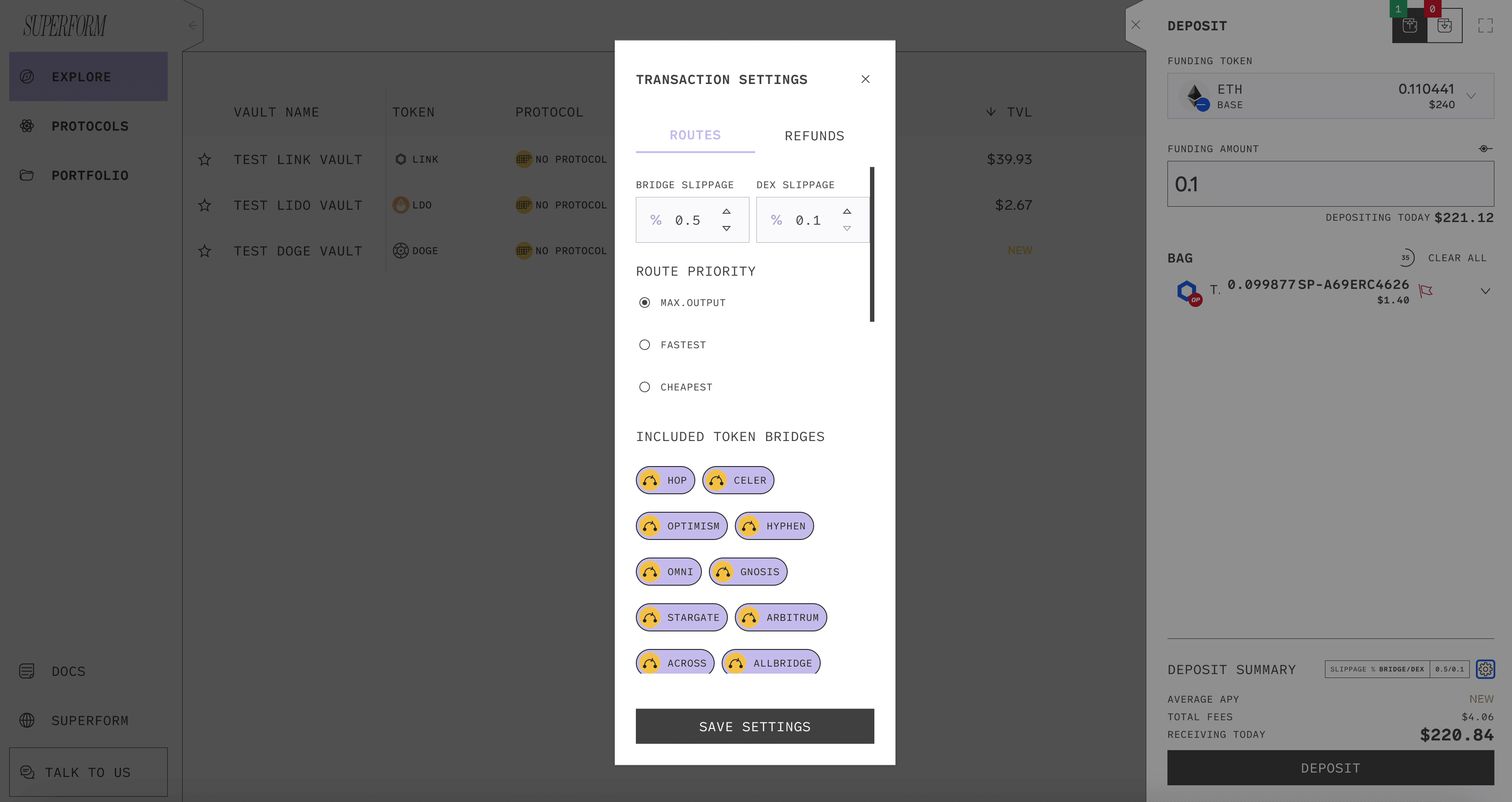 Select Settings View