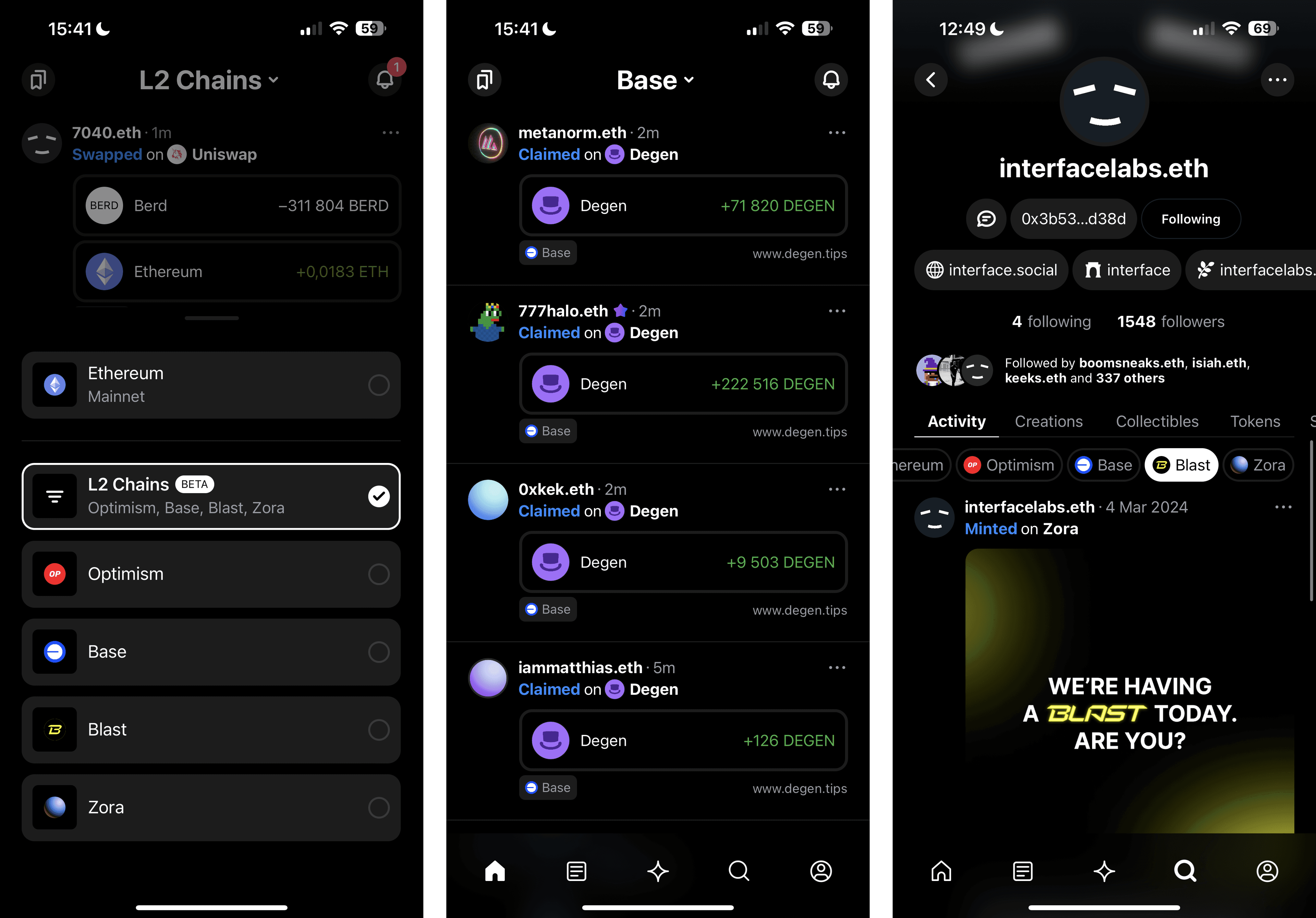 L2 Feed and Activity in user profiles
