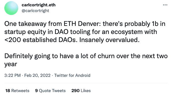 Ventures’ Takeaways from ETH Denver - carlcortright.eth tweet