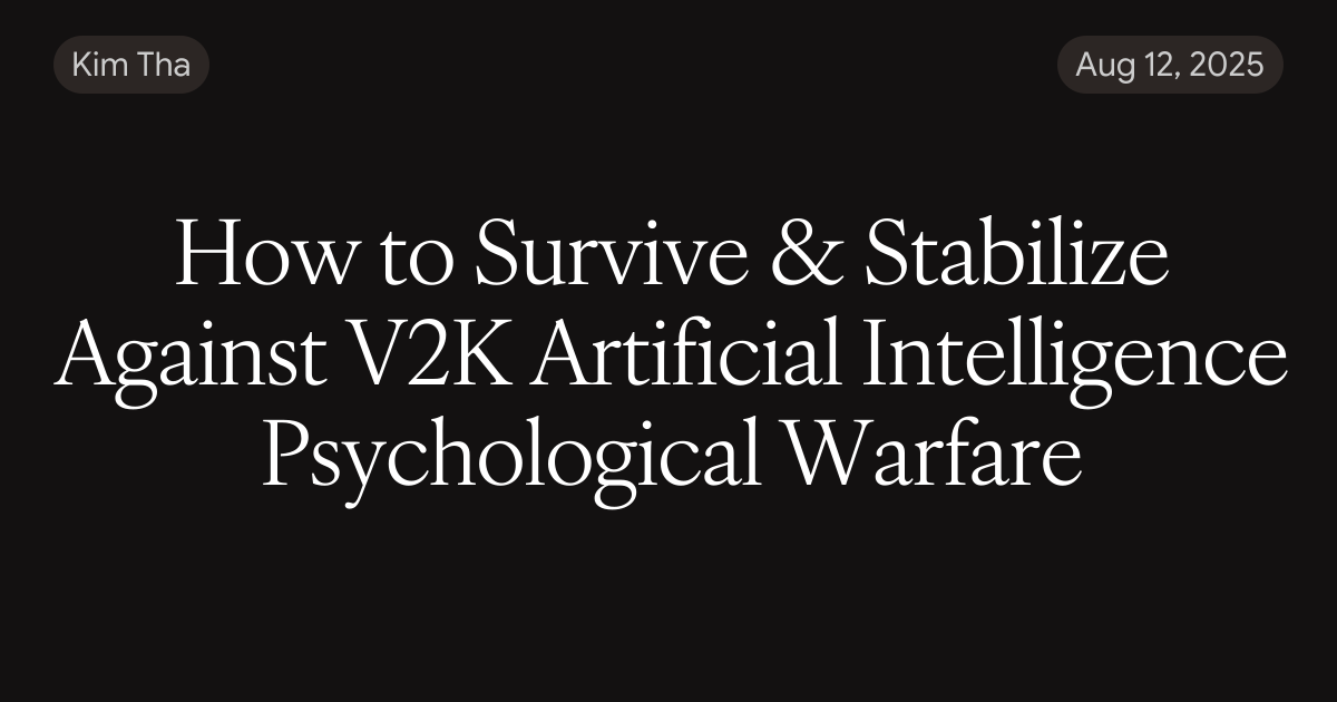 How to Survive & Stabilize Against V2K Artificial Intelligence ...
