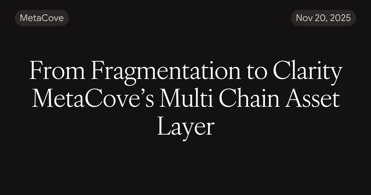 From Fragmentation to Clarity MetaCove’s Multi Chain Asset Layer