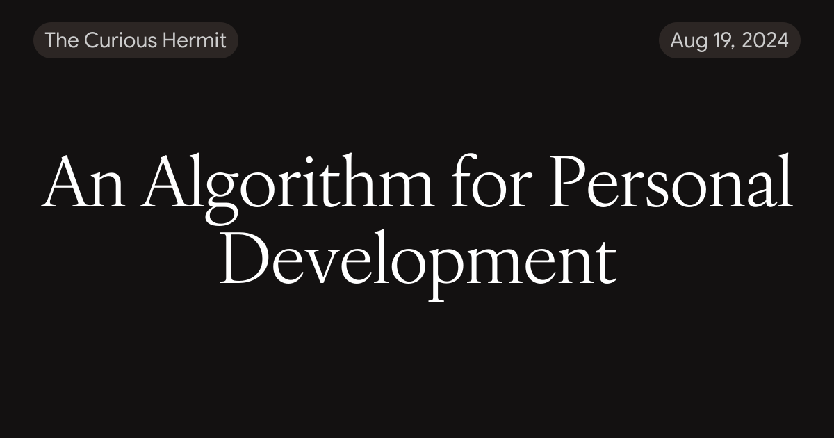 An Algorithm for Personal Development