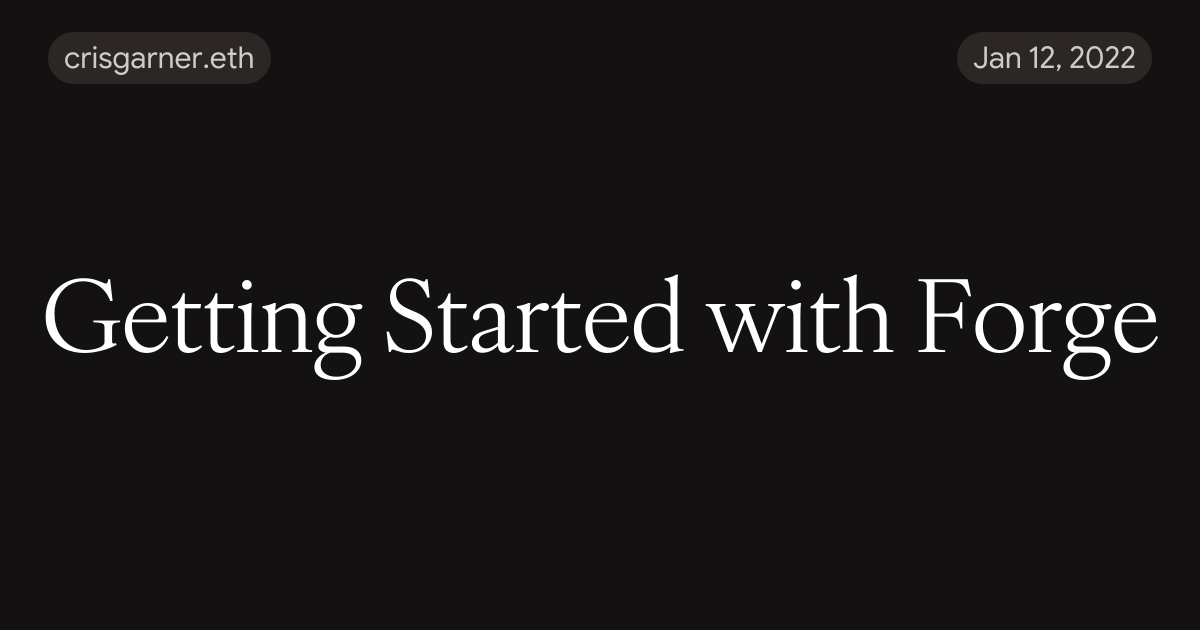 Getting Started with Forge