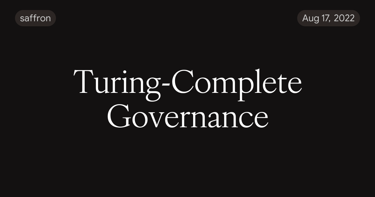 Turing-Complete Governance