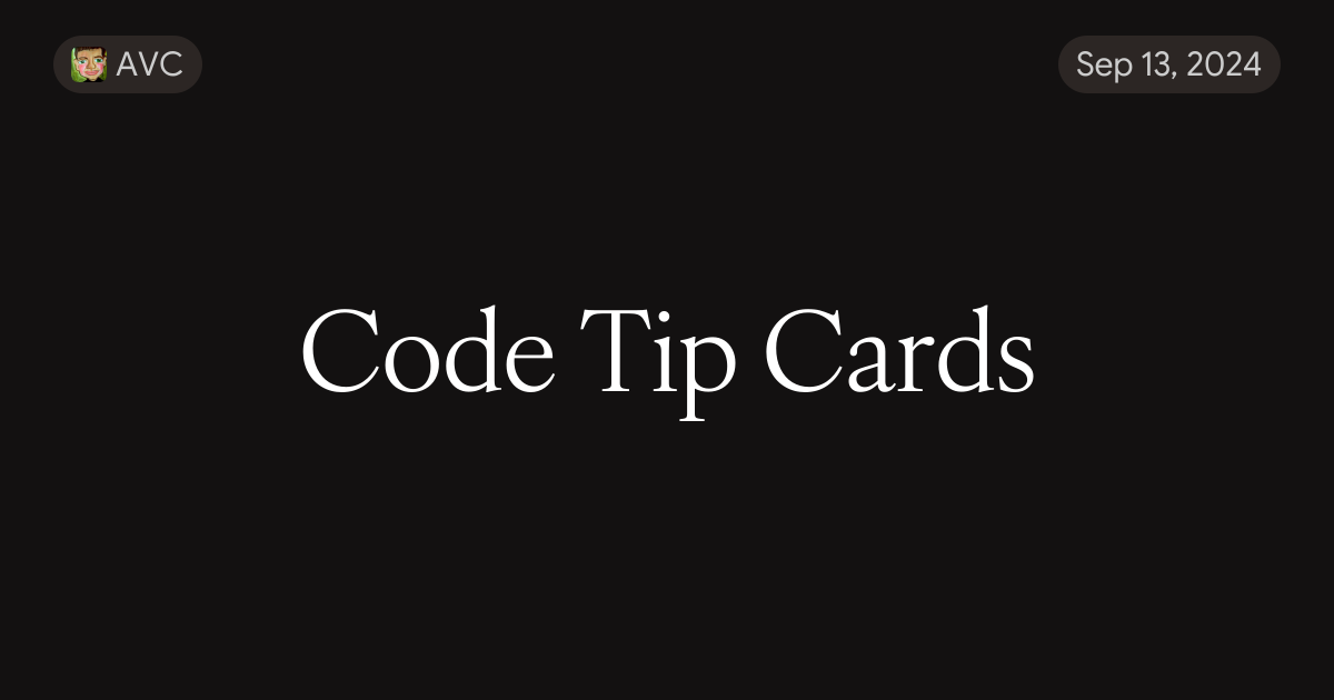 Coding Tip Key Code Tip Cards