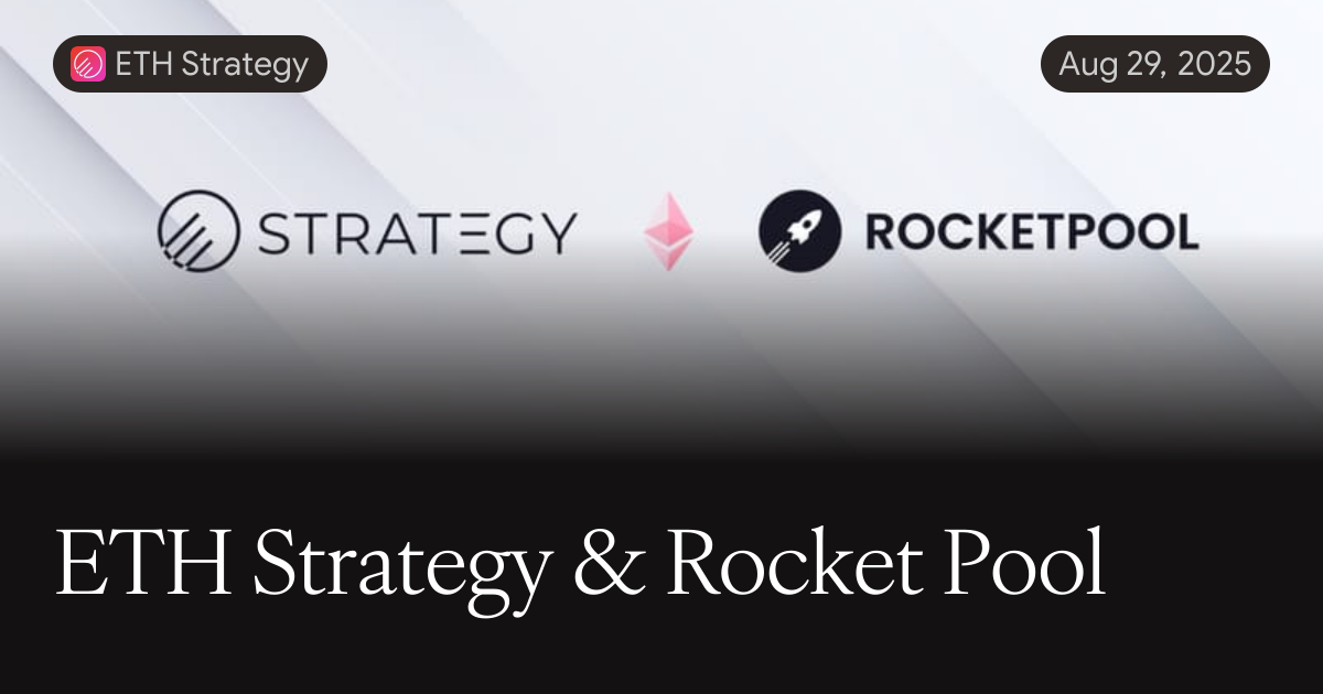 Pool Partnership Strategy ETH Strategy & Rocket Pool
