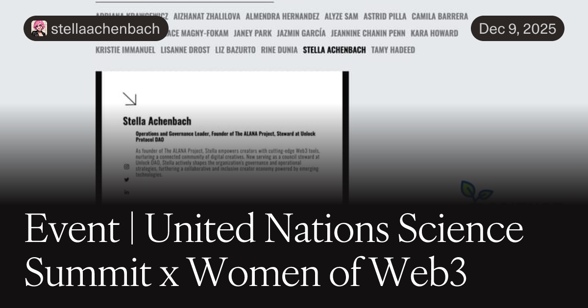 Preview image for Event | United Nations Science Summit x Women of Web3