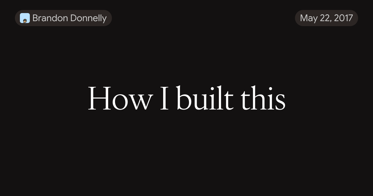 Build Me This How I built this