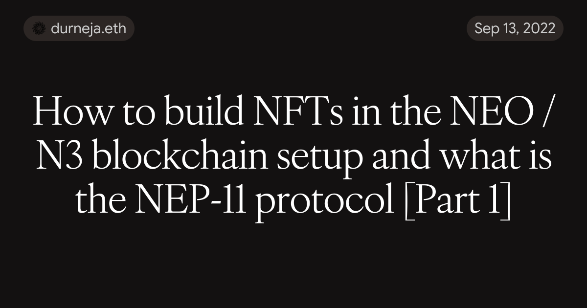 Api N3 How to build NFTs in the NEO / N3 blockchain setup and what is the NEP ...