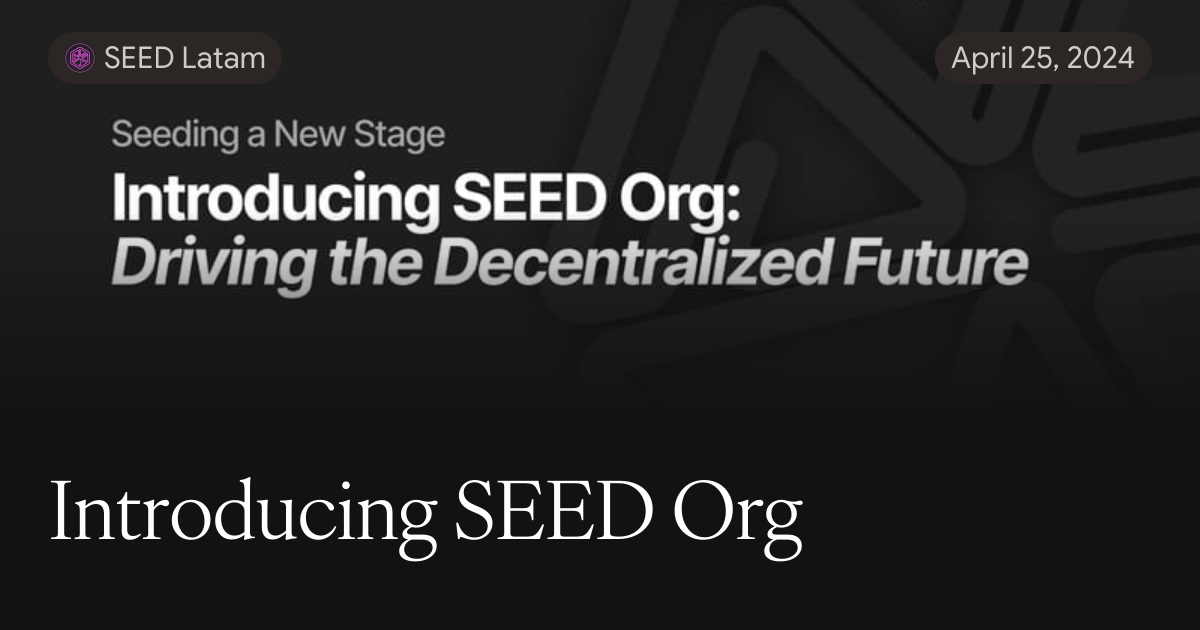 Seeds Org Introducing SEED Org