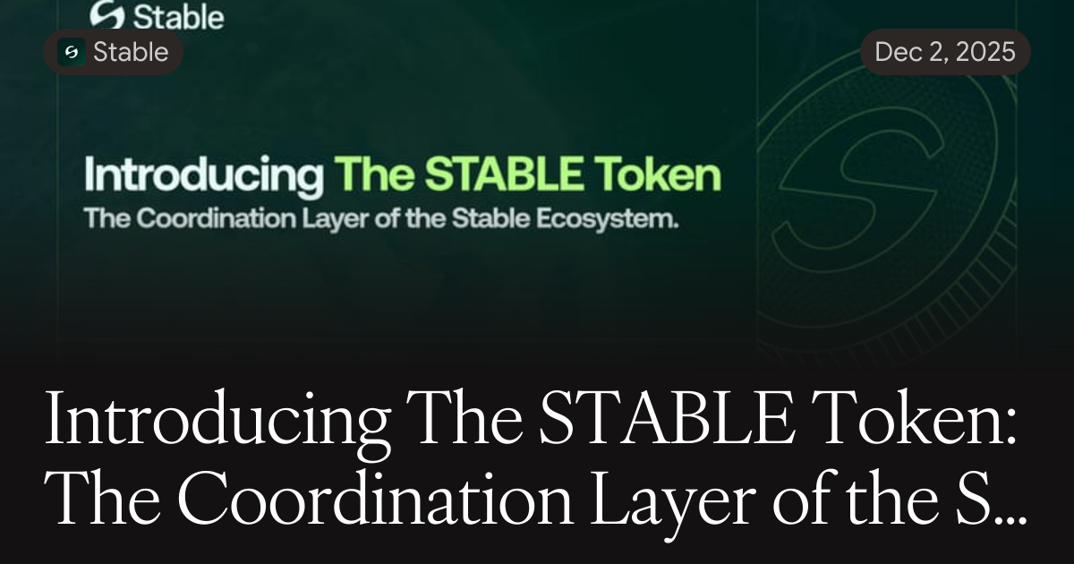Stable Shell Klayer Introducing The STABLE Token: The Coordination Layer of the Stable ...