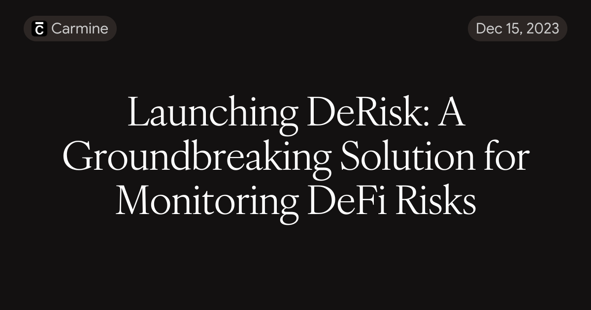 Derisq Launching DeRisk: A Groundbreaking Solution for Monitoring DeFi Risks