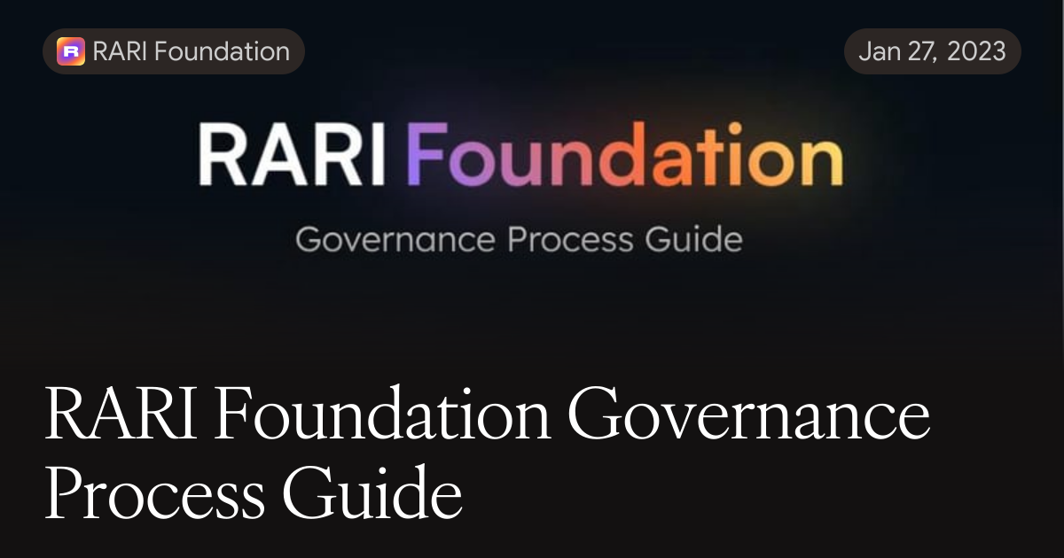 Api Rari RARI Foundation Governance Process Guide