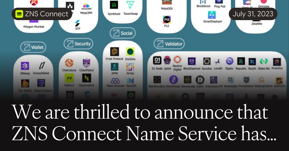 Name Connect We are thrilled to announce that ZNS Connect Name Service has ...